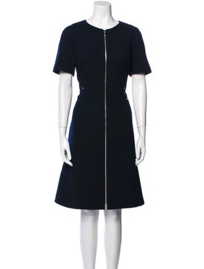 Pre-owned Lafayette 148 Wool Knee-length Dress In Blue
