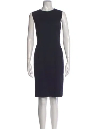 Pre-owned Lafayette 148 Wool Knee-length Dress In Blue