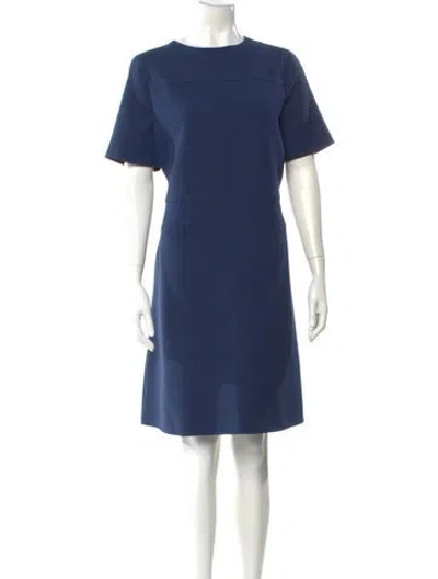 Pre-owned Lafayette 148 Wool Knee-length Dress In Blue