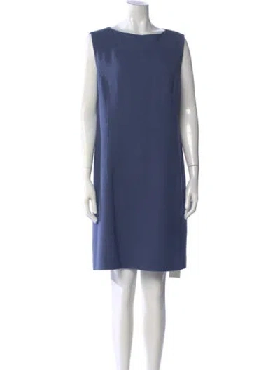 Pre-owned Lafayette 148 Wool Knee-length Dress In Blue