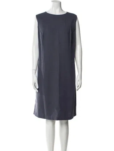 Pre-owned Lafayette 148 Wool Knee-length Dress In Blue