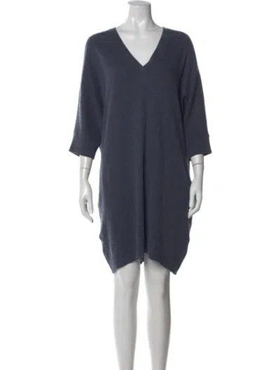 Pre-owned Lafayette 148 Wool Knee-length Dress In Blue