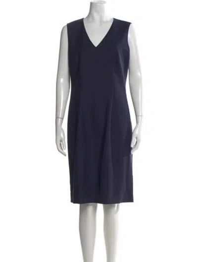 Pre-owned Lafayette 148 Wool Knee-length Dress In Blue