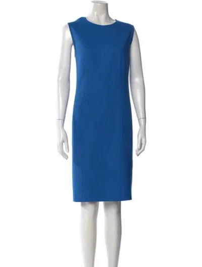 Pre-owned Lafayette 148 Wool Knee-length Dress In Blue