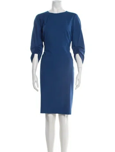 Pre-owned Lafayette 148 Wool Knee-length Dress In Blue