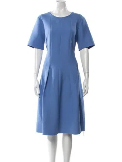 Pre-owned Lafayette 148 Wool Knee-length Dress In Blue