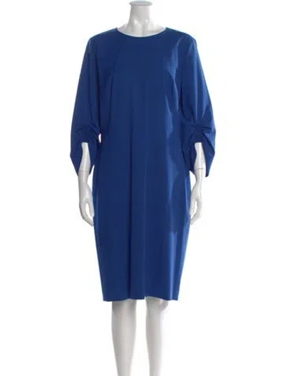 Pre-owned Lafayette 148 Wool Knee-length Dress In Blue