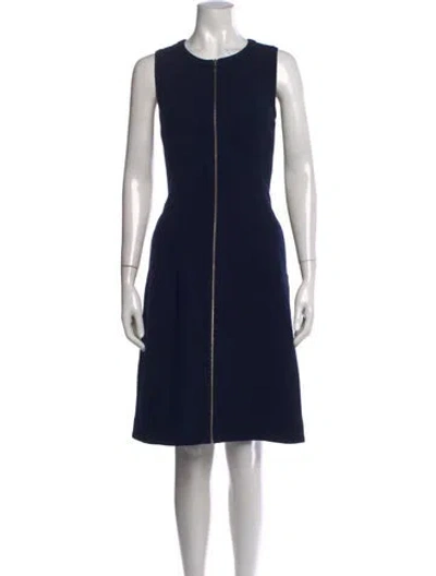 Pre-owned Lafayette 148 Wool Knee-length Dress In Blue
