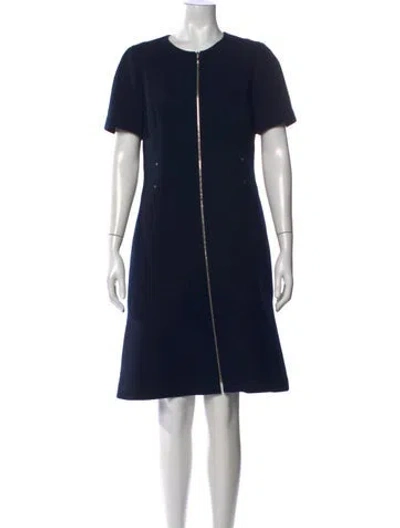 Pre-owned Lafayette 148 Wool Knee-length Dress In Blue
