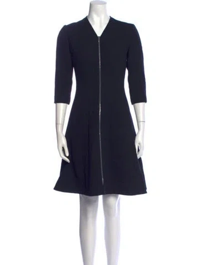 Pre-owned Lafayette 148 Wool Knee-length Dress In Blue