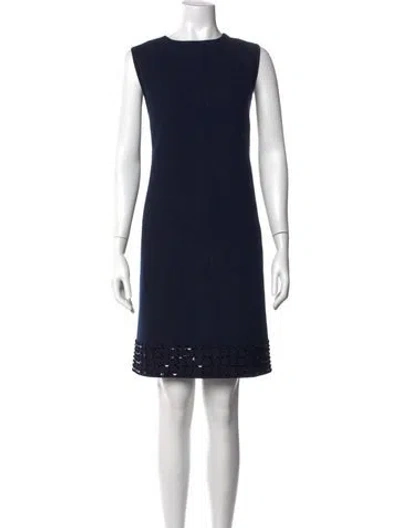 Pre-owned Lafayette 148 Wool Knee-length Dress In Blue