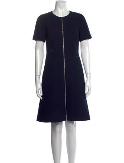 Pre-owned Lafayette 148 Wool Knee-length Dress In Blue