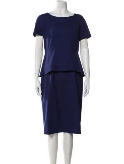 Pre-owned Lafayette 148 Wool Knee-length Dress In Blue