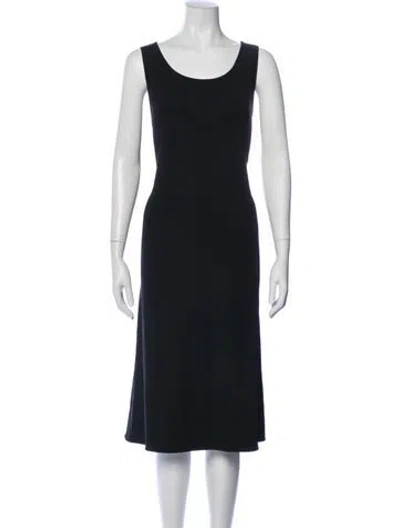 Pre-owned Lafayette 148 Wool Knee-length Dress In Blue
