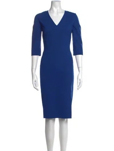 Pre-owned Lafayette 148 Wool Knee-length Dress In Blue