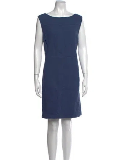 Pre-owned Lafayette 148 Wool Knee-length Dress In Blue