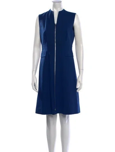 Pre-owned Lafayette 148 Wool Knee-length Dress In Blue