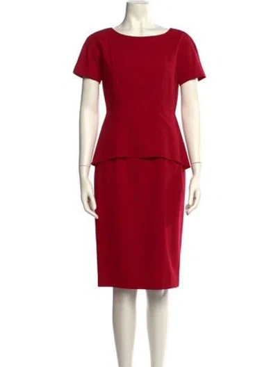 Pre-owned Lafayette 148 Wool Knee-length Dress In Burgundy