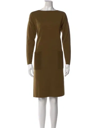 Pre-owned Lafayette 148 Wool Knee-length Dress In Green