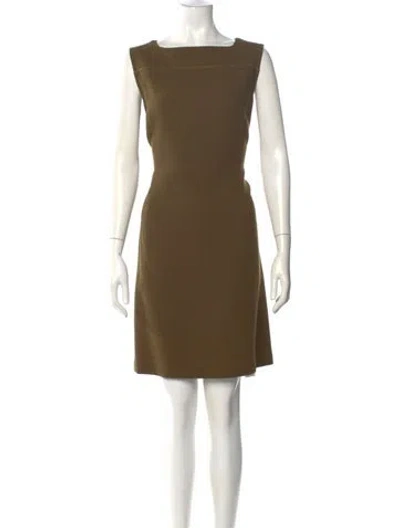 Pre-owned Lafayette 148 Wool Knee-length Dress In Green