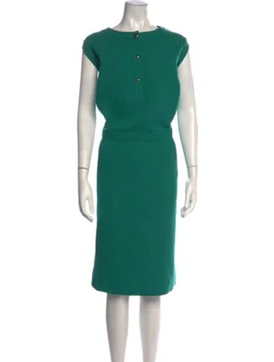 Pre-owned Lafayette 148 Wool Knee-length Dress In Green