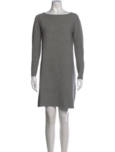 Pre-owned Lafayette 148 Wool Knee-length Dress In Grey