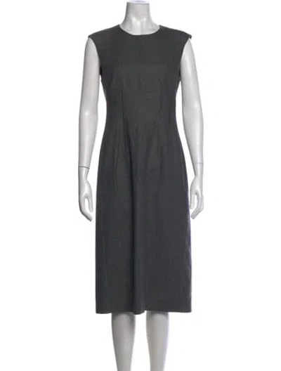 Pre-owned Lafayette 148 Wool Knee-length Dress In Grey