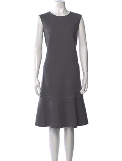 Pre-owned Lafayette 148 Wool Knee-length Dress In Grey