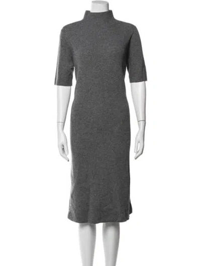 Pre-owned Lafayette 148 Wool Knee-length Dress In Grey