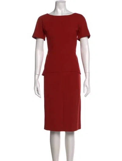 Pre-owned Lafayette 148 Wool Knee-length Dress In Orange