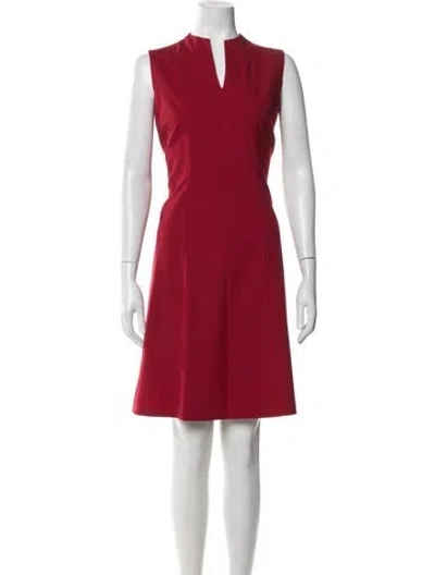 Pre-owned Lafayette 148 Wool Knee-length Dress In Red