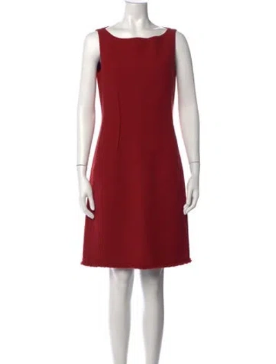 Pre-owned Lafayette 148 Wool Knee-length Dress In Red