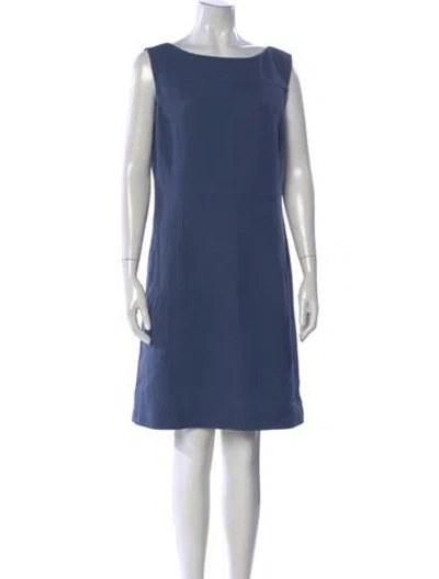 Pre-owned Lafayette 148 Wool Knee-length Dress W/ Tags In Blue