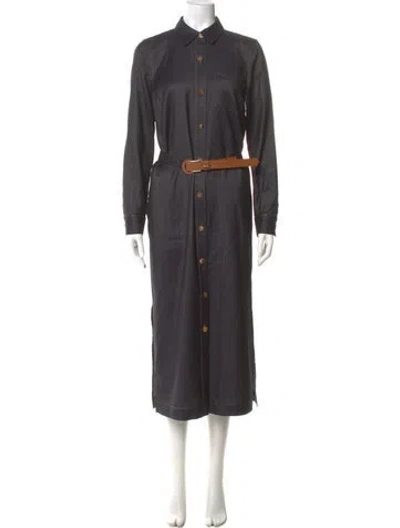 Pre-owned Lafayette 148 Wool Long Dress In Gray