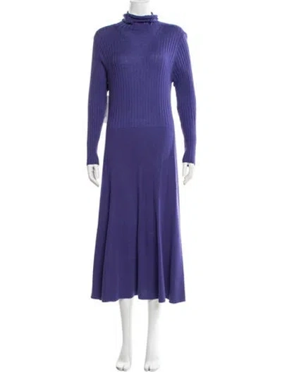 Pre-owned Lafayette 148 Wool Long Dress In Purple