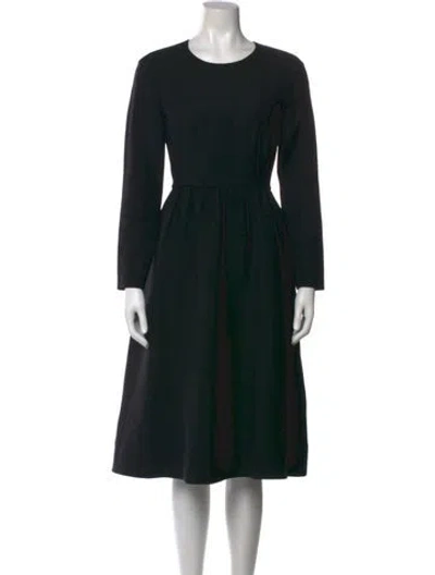 Pre-owned Lafayette 148 Wool Midi Length Dress In Black