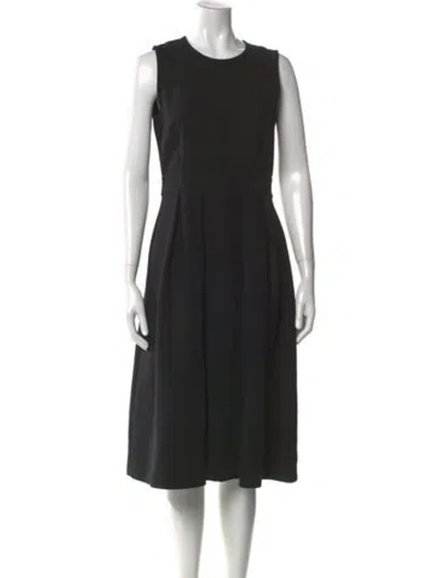 Pre-owned Lafayette 148 Wool Midi Length Dress In Black
