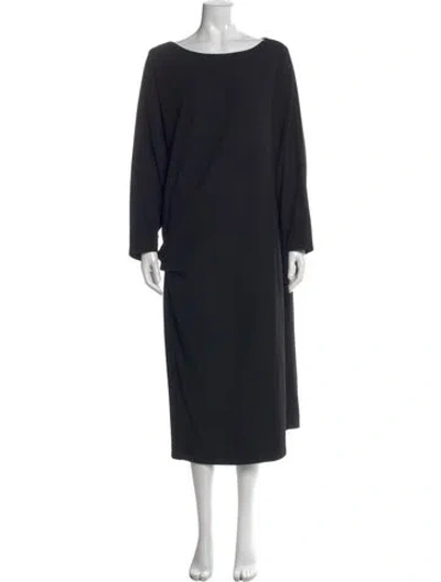 Pre-owned Lafayette 148 Wool Midi Length Dress In Black