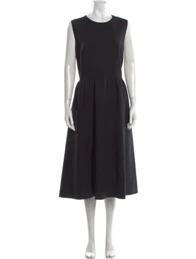 Pre-owned Lafayette 148 Wool Midi Length Dress In Black