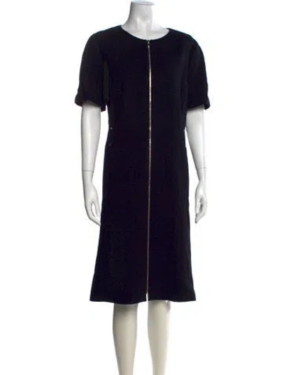 Pre-owned Lafayette 148 Wool Midi Length Dress In Black