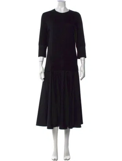 Pre-owned Lafayette 148 Wool Midi Length Dress In Black