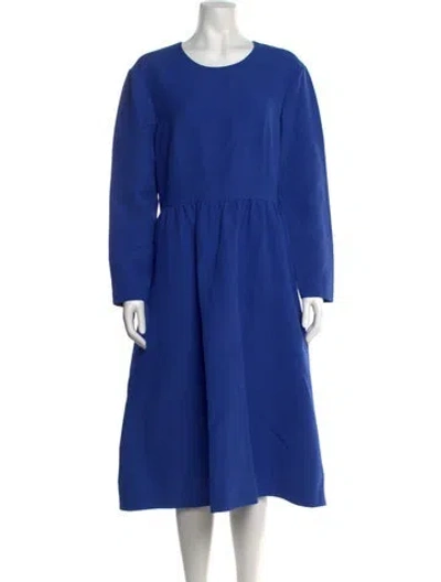 Pre-owned Lafayette 148 Wool Midi Length Dress In Blue