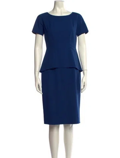 Pre-owned Lafayette 148 Wool Midi Length Dress In Blue