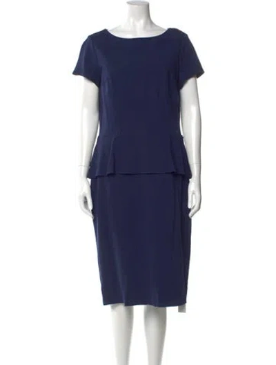 Pre-owned Lafayette 148 Wool Midi Length Dress In Blue