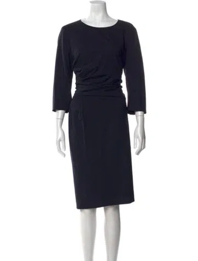 Pre-owned Lafayette 148 Wool Midi Length Dress In Blue
