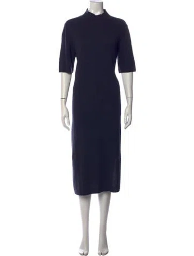 Pre-owned Lafayette 148 Wool Midi Length Dress In Blue