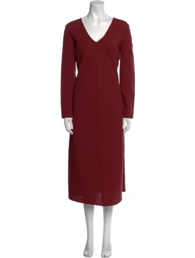 Pre-owned Lafayette 148 Wool Midi Length Dress In Burgundy