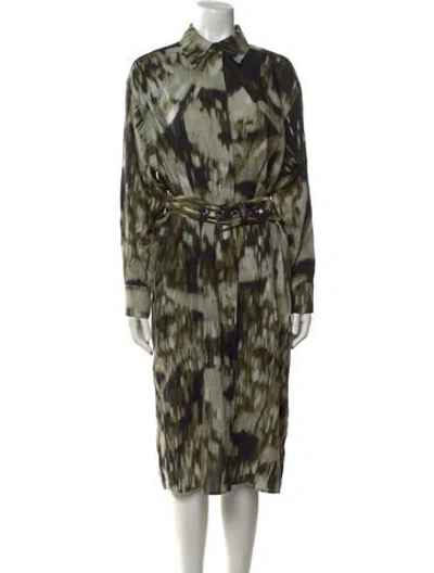 Pre-owned Lafayette 148 Wool Midi Length Dress In Green