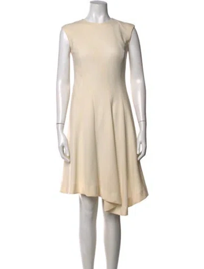 Pre-owned Lafayette 148 Wool Midi Length Dress In Neutrals