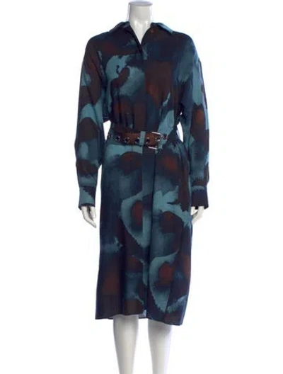 Pre-owned Lafayette 148 Wool Midi Length Dress W/ Tags In Blue